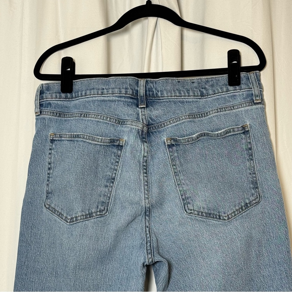 GAP 90s Straight High Rise Jeans Light Wash Stretch Denim Women’s 32 / 14R - Picture 7 of 13